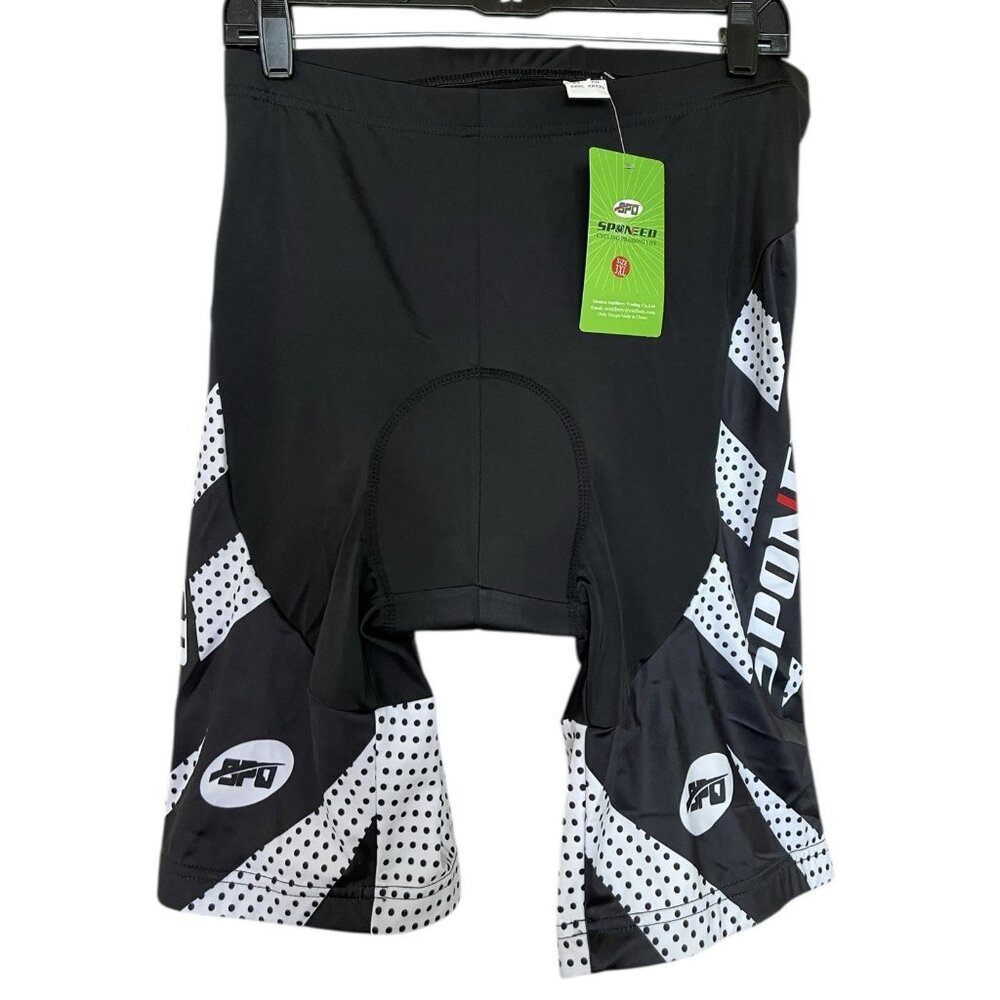 Sponeed Cycling Shorts Black White Padded Bicycle Riding Mens Size 3XL